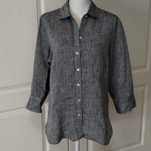 Paperwhite women's size 10 gray Buttondown 3/4 sleeve collared blouse